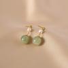 Hetian jade pearl high-end earrings Light luxury niche design vintage solid color jewelry earrings