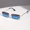 Square Frameless Edge Cut Sunglasses With High-End Simple Party Ocean Sheet Sunglasses European and American Trend