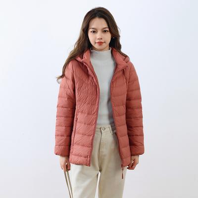 Feather 90 White Duck Down New National Standard Женская простая однотонная куртка со съемным капюшоном для женщин