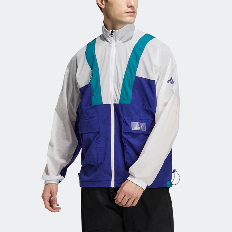 Adidas Originals Trefoil St Ltwind Wvjk Casual Breathable Sports Stand Collar Jacket Men Jackets Blue White HE9931
