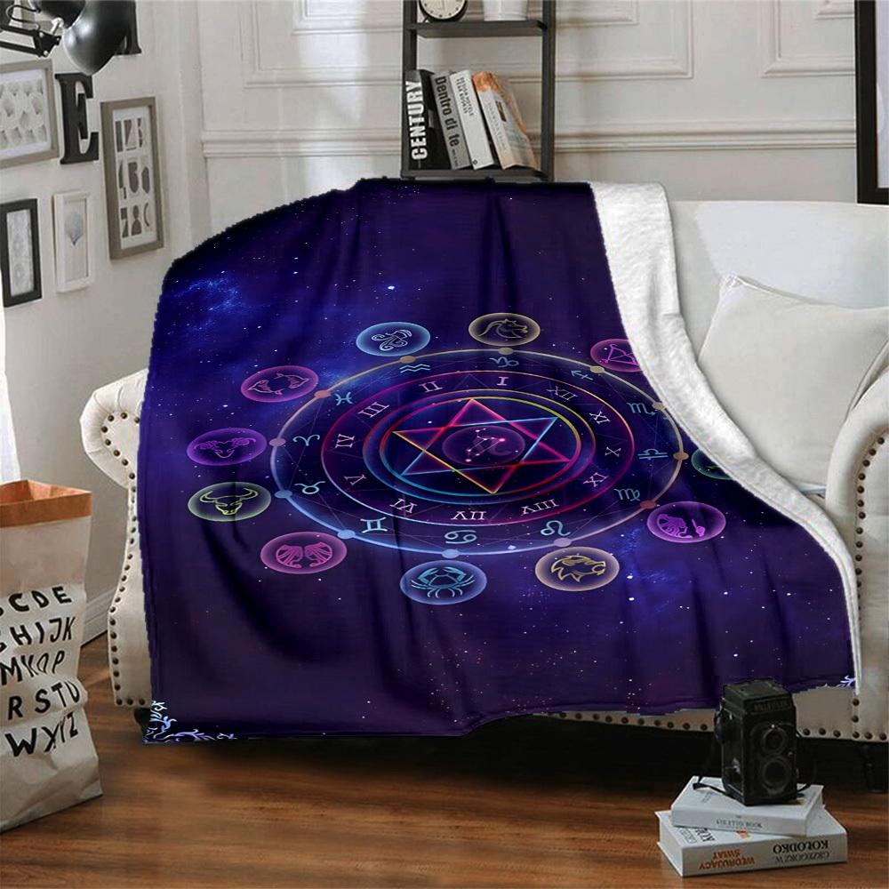 1pc Astrology Symbols Blanket - Perfect Gift for Birthdays, Christmas & Halloween- Soft, Warm & Versatile yy250909169