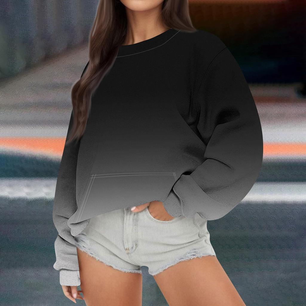 Женская повседневная модная Свободная толстовка с длинным рукавом и круглым вырезом с принтом