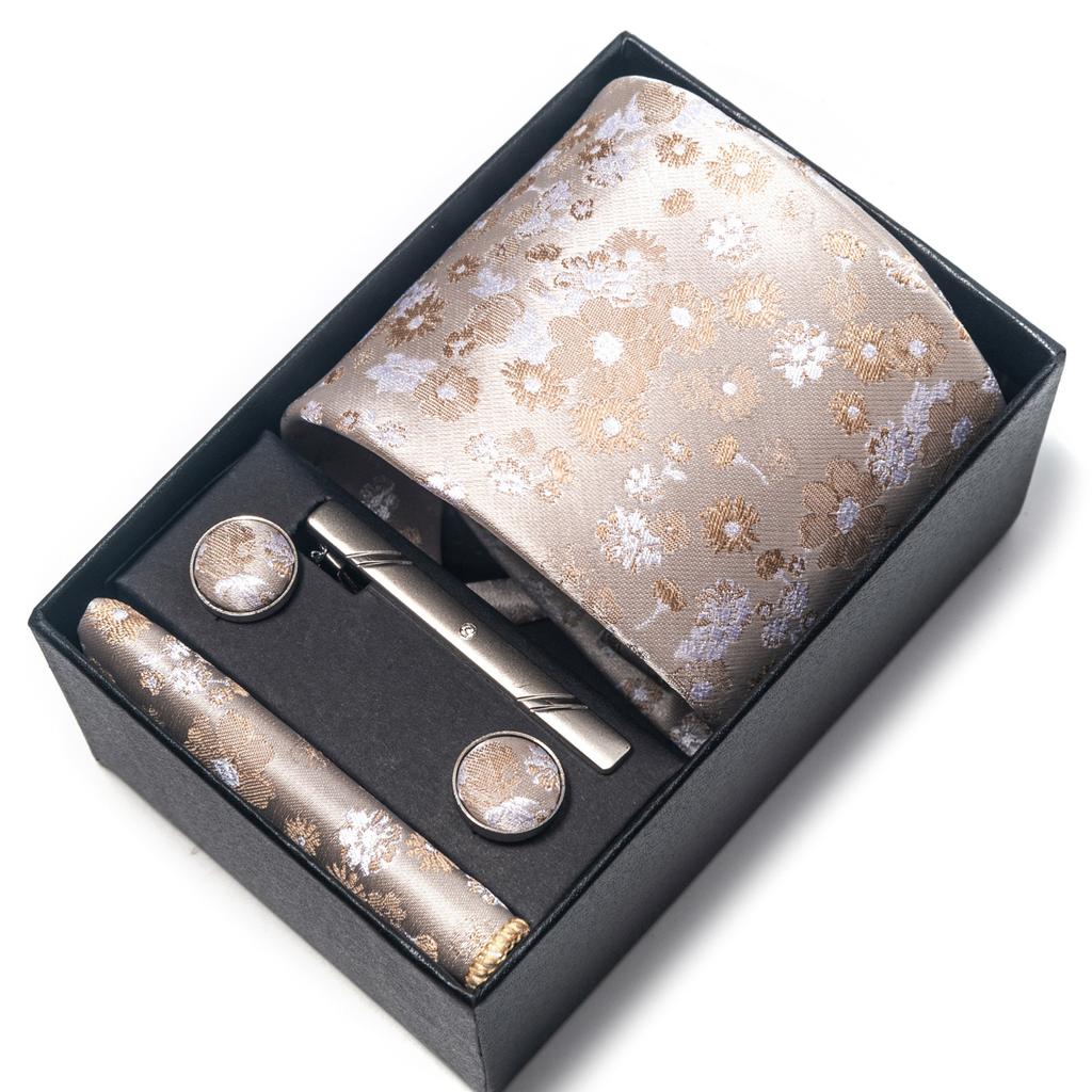 Галстук мужской деловой подарочный набор из шести предметов в полоску сетчатый цвет ручной работы 8 см с подарочной упаковкой