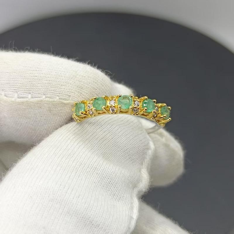 Sace Gems Кольца из стерлингового серебра 925 пробы 3 мм с натуральным изумрудом для женщин, для помолвки, для коктейльной вечеринки, ювелирные изделия