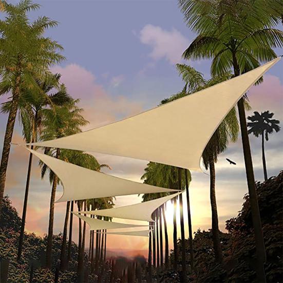 Уличный треугольный солнцезащитный парус с ветрозащитными тросами, навес, блокирующий УФ-излучение, проницаемый, дышащий, прочный, для террасы, заднего двора, патио