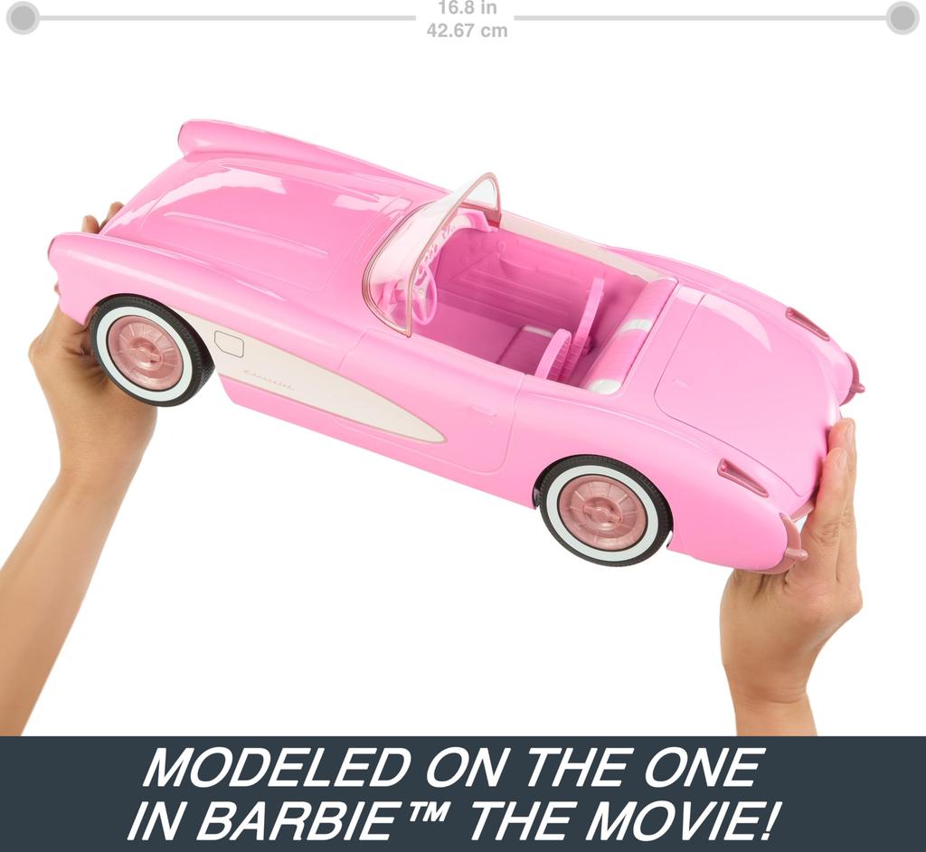 Hot Wheels RC Barbie Toy Car from Barbie The Holds 2 Barbie Trunk Opens for Storage Corvette, Battery-Operated Remote-Control Movie, Dolls,