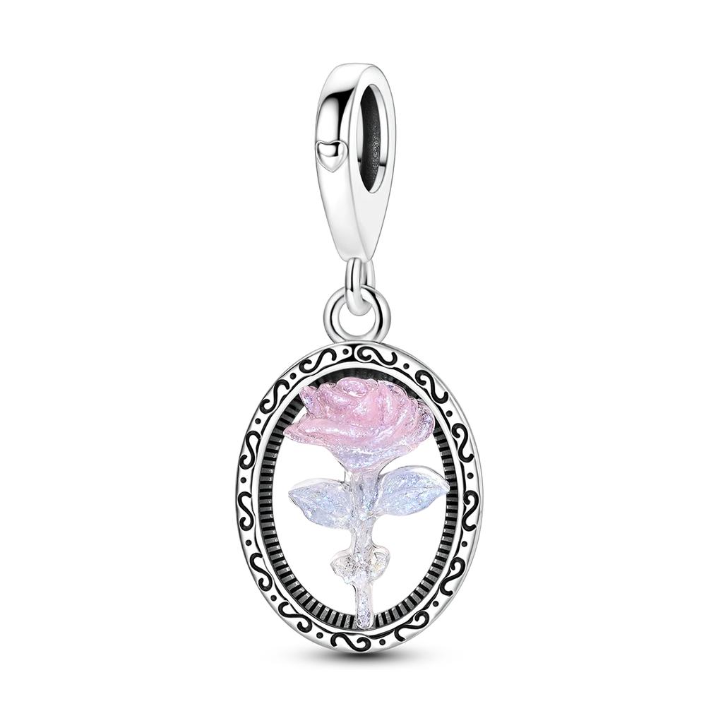 Медь Оригинальный Шарм Розовая Тритон Принцесса Платье Сердце Подвески Подходит Браслет Бусины Изготовление Женщина Тонкие Ювелирные Изделия Подарок