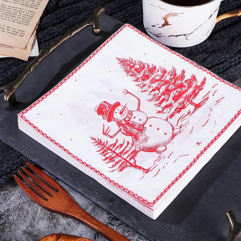 20 шт./упак. 33*33 см 2-слойные одноразовые салфетки для вечеринок с рождественским узором