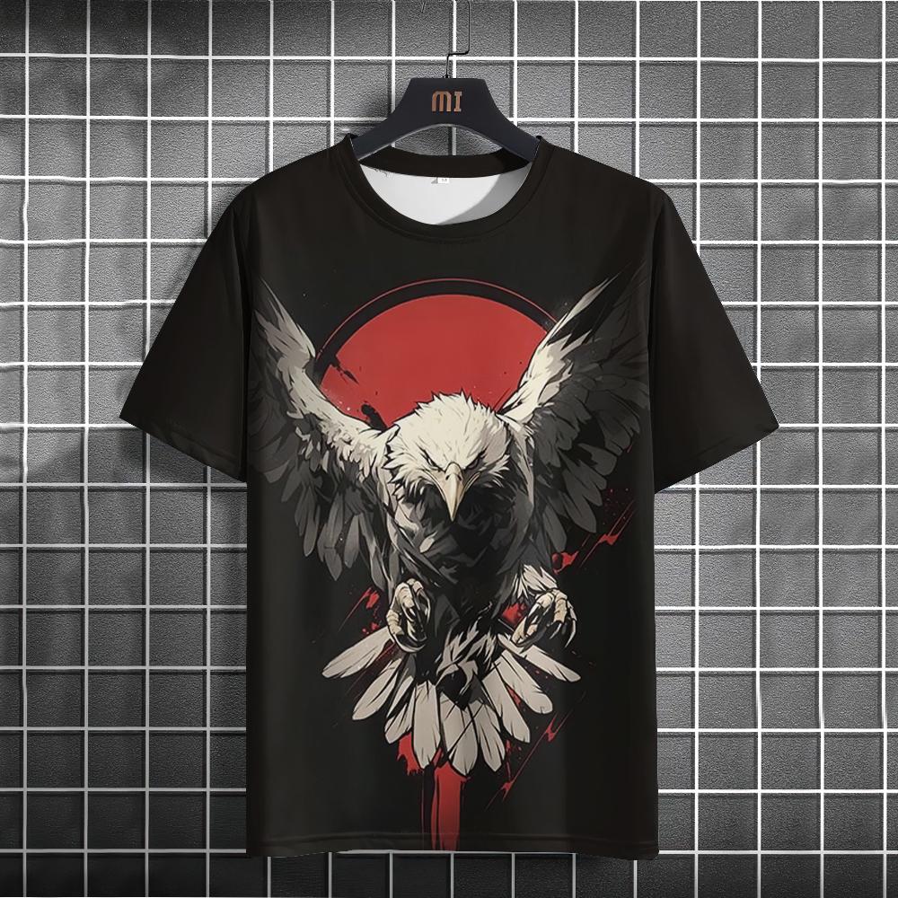 Men's T Shirt All Seasons Fashion Short Sleeve Eagle Print 3d T-shirts Street Casual Oversized Tee Shirt Men Clothing Pullover