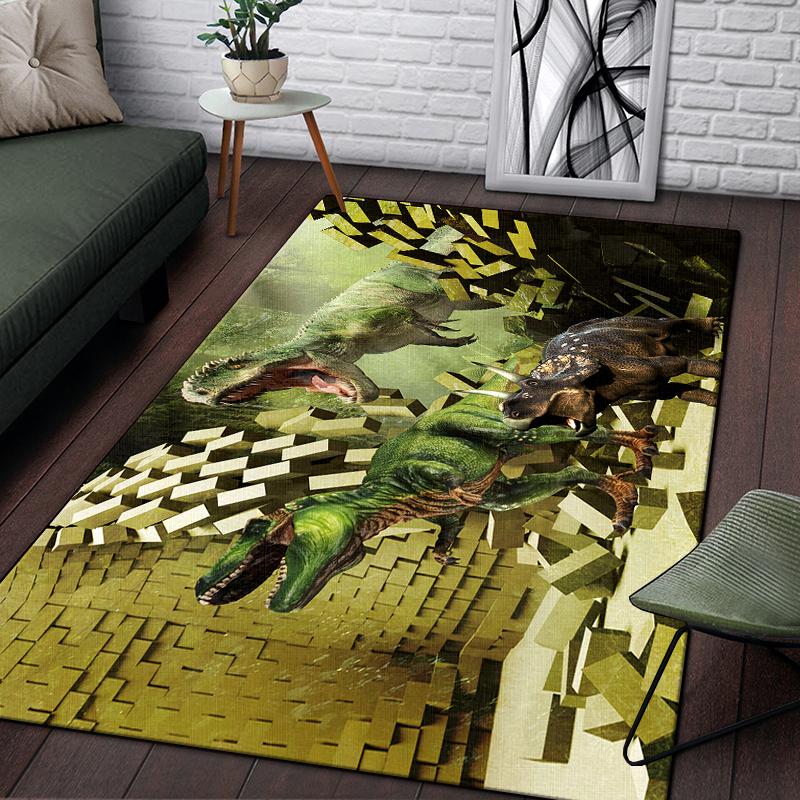 3D динозавр Юрского периода Дракон узор декоративный квадратный ковер современный дом гостиная пол матовый ковер для спальни художественный коврик для плаката