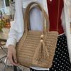 Летняя большая плетеная сумка-тоут из соломы, женская сумка через плечо, сумка кроссбоди