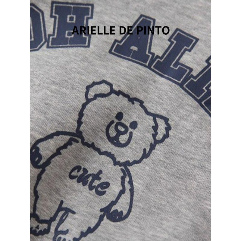 Французский костюм для мальчика Arielle De Pinto Весенне-осенний стиль Корейский стиль Повседневный С буквенным принтом Лацкан Мультяшный Двухпредметный комплект