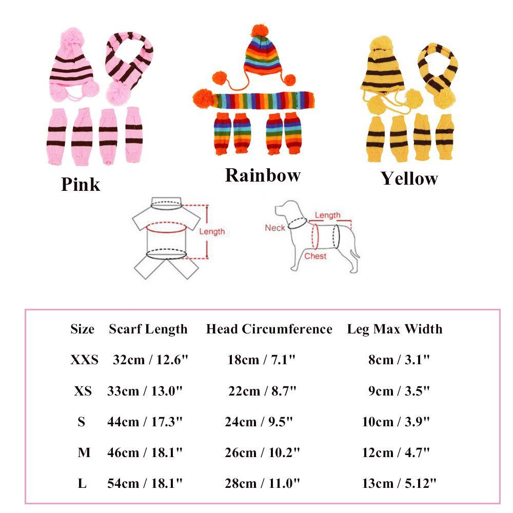 6Pcs/Set Fashion Dressing Up Stripe Knitted Puppy Costume Dog Socks Cat Clothes Pet Warm Hat Scarf