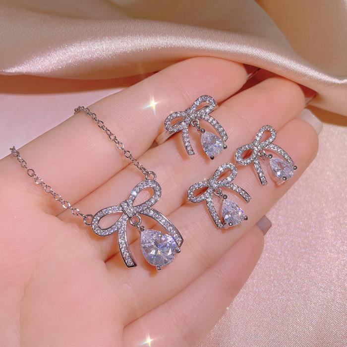 High Class Sense of Temperament Butterfly Ring Three Piece Set of Personalized Tassel Index Ring Ring INS Fashion Retro Ring