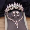 Роскошные хрустальные свадебные комплекты ювелирных изделий для женщин, комплект из ожерелья и сережек с короной, комплекты свадебных украшений для невесты