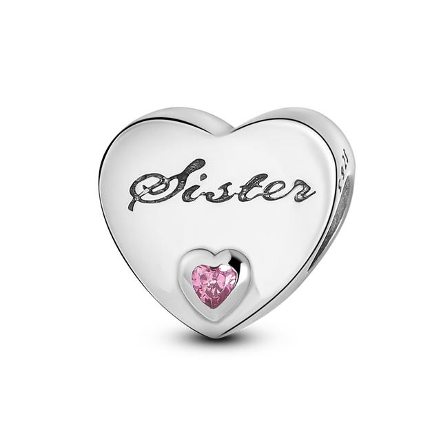 Heart Shape 925 Silver Family Lover Affection Pendant Charm Beads Fit Woman's Cute Bracelet DIY Jewelry For Women