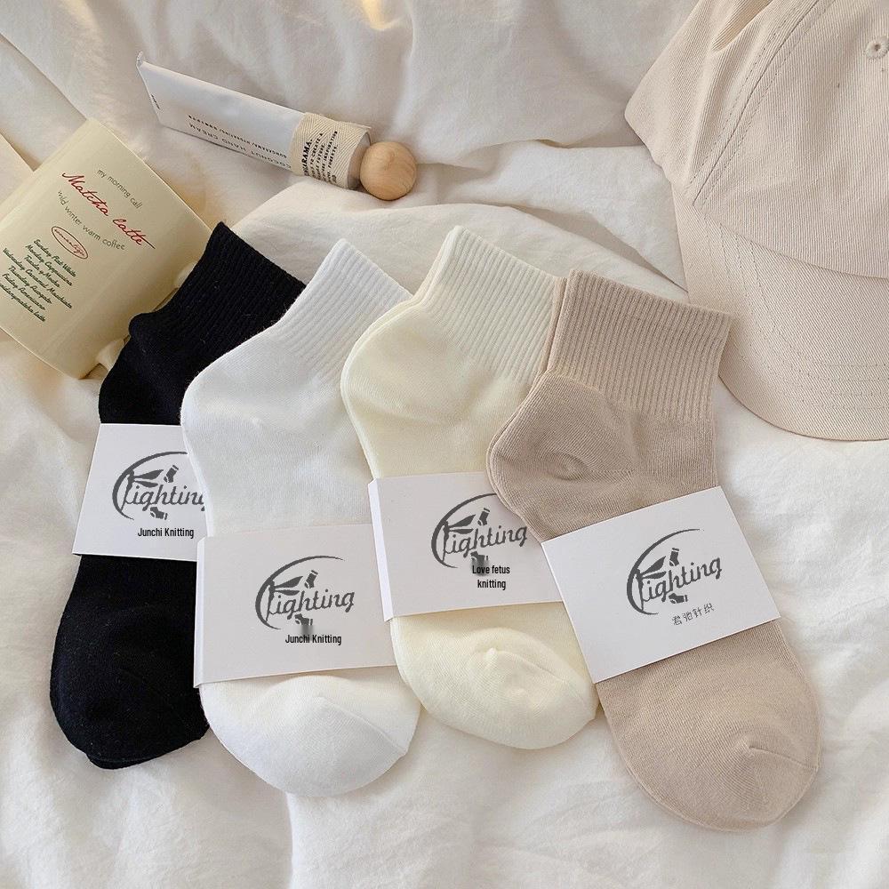 Женские носки конфетных цветов из чистого хлопка, антибактериальные, дышащие, не скатывающиеся - Универсальные короткие носки