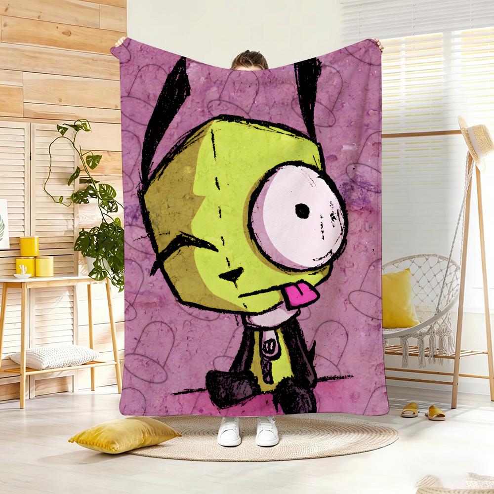 2D Рисованное Мультяшное Одеяло I-Invader Zim Легкое 240 г Фланелевое Мягкое Для Кожи Для Охлаждения Летом