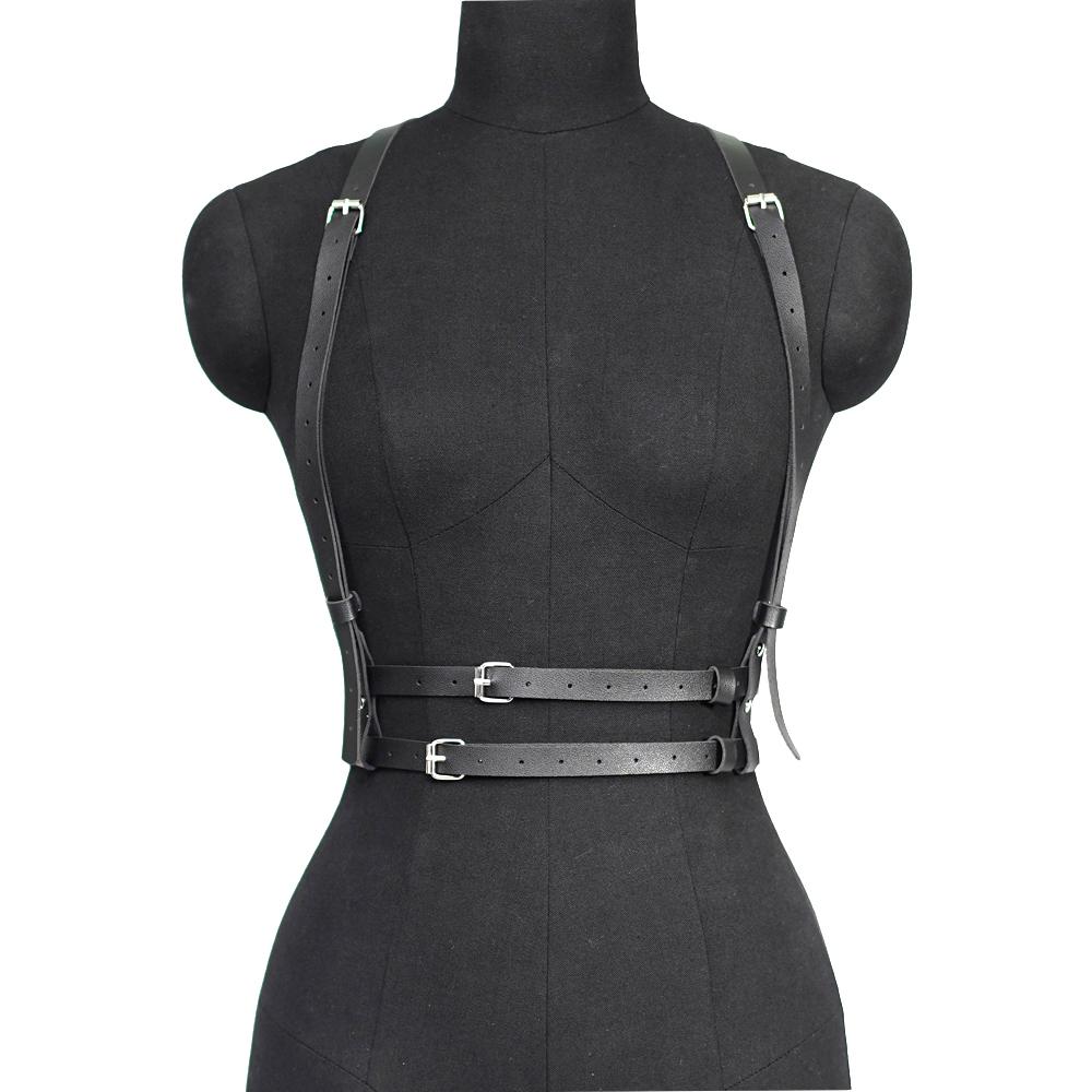 Pu Leather Fashion Chain Harness Belt Chest Harness Corset Bondage Lingerie Punk Gothic Lingerie Fetish Women Clothing
