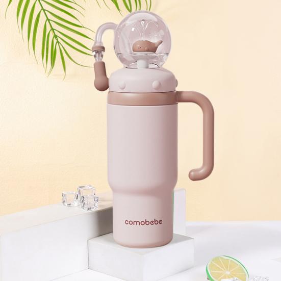 Стакан-фонтан в форме кита 710 мл из нержавеющей стали с забавным эффектом фонтана, герметичная, непроливаемая, с трубочкой, для детей и взрослых