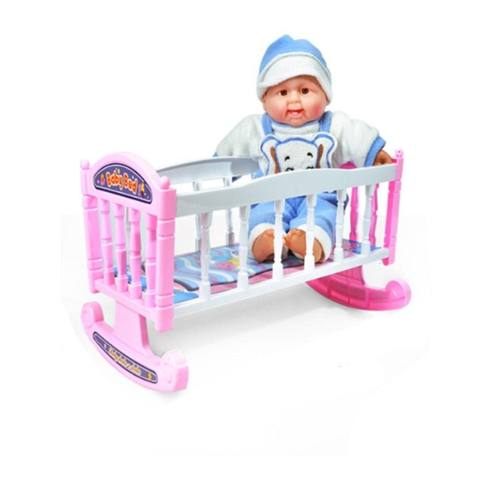 Детская коляска Кукла-младенец Качающаяся кроватка Игра понарошку Кукольная качающаяся колыбель Детская кровать Люлька Подарок для девочек