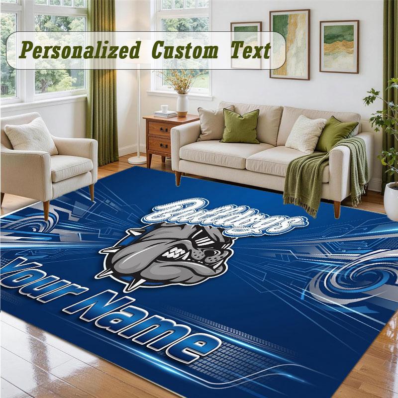 Crystal Velvet Square Rug Custom NameCanterbury-Bankstown Bulldogs Pattern Non Slip Home Floor Decor Rug