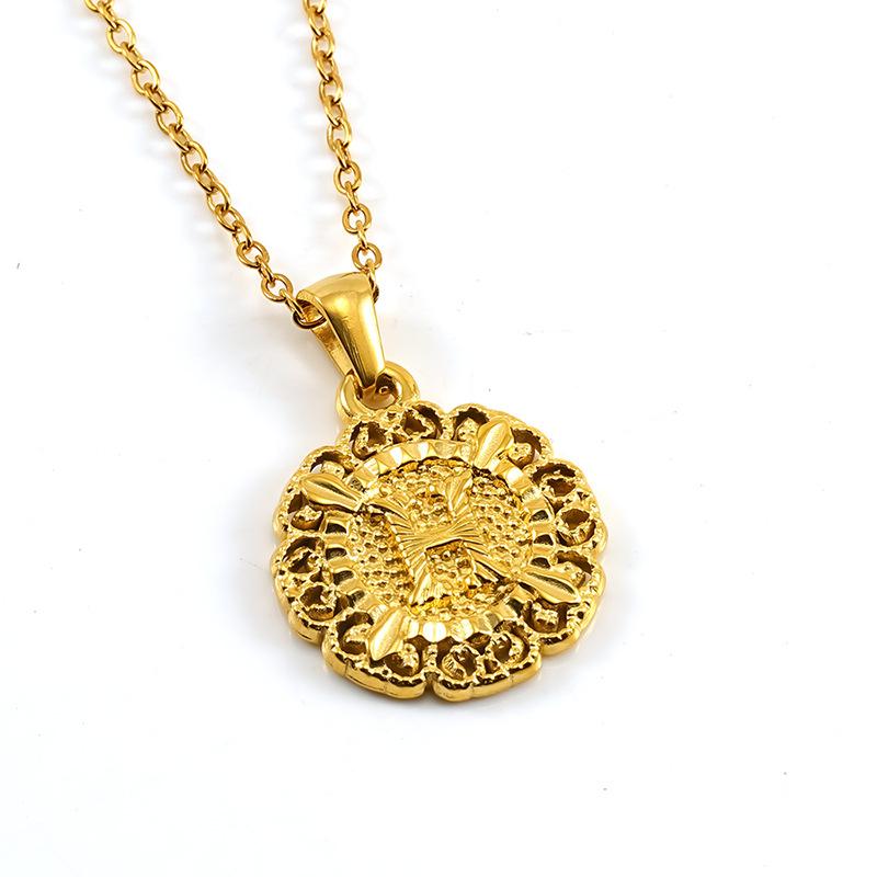 25 лет новой моды, титановая сталь, подвеска с буквой, цепочка для ключицы, ожерелье с круглым тисненым дизайном, персонализированное универсальное для мужчин и женщин