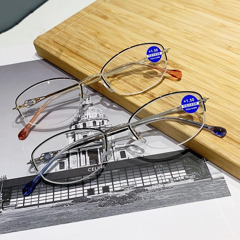 Очки для чтения в полурамке, модные женские очки для пресбиопии, очки с защитой от синего света, диоптрии от +1,0 до +4,0