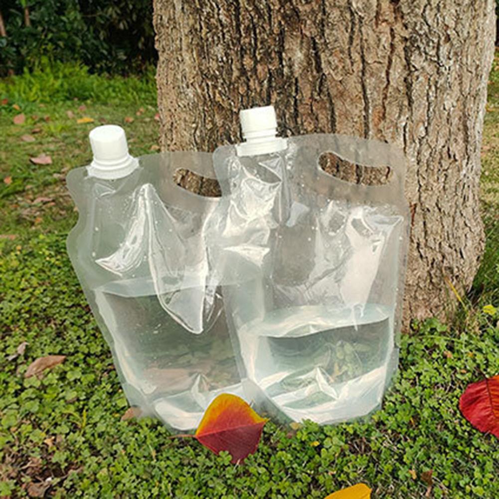 2L Foldable Drinking Water Bag Portable Folding Water Bucket Small Mouth Handle No Leakage for Camping Hiking Cycling