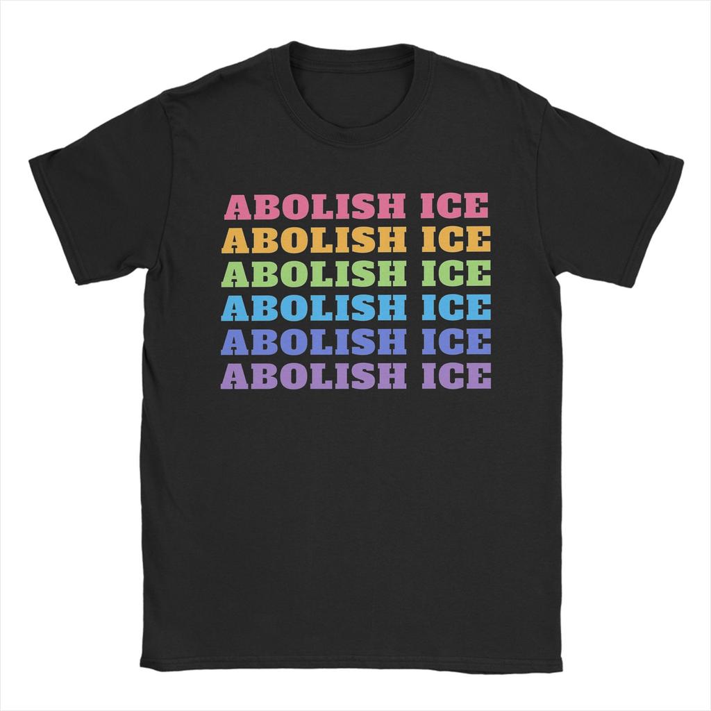 Abolish ICE Men T Shirt  Vintage Tees Short Sleeve Round Collar TShirt Pure Cotton 4XL 5XL Clothes