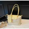 2025 New Summer Foreign Style Niche Design Shoulder Bag Plaid Shoulder Bag Large Capacity Commuter Underarm Tote Bag
