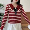 2024 Модный женский полосатый свитер с длинными рукавами — свободный крой для осени/зимы