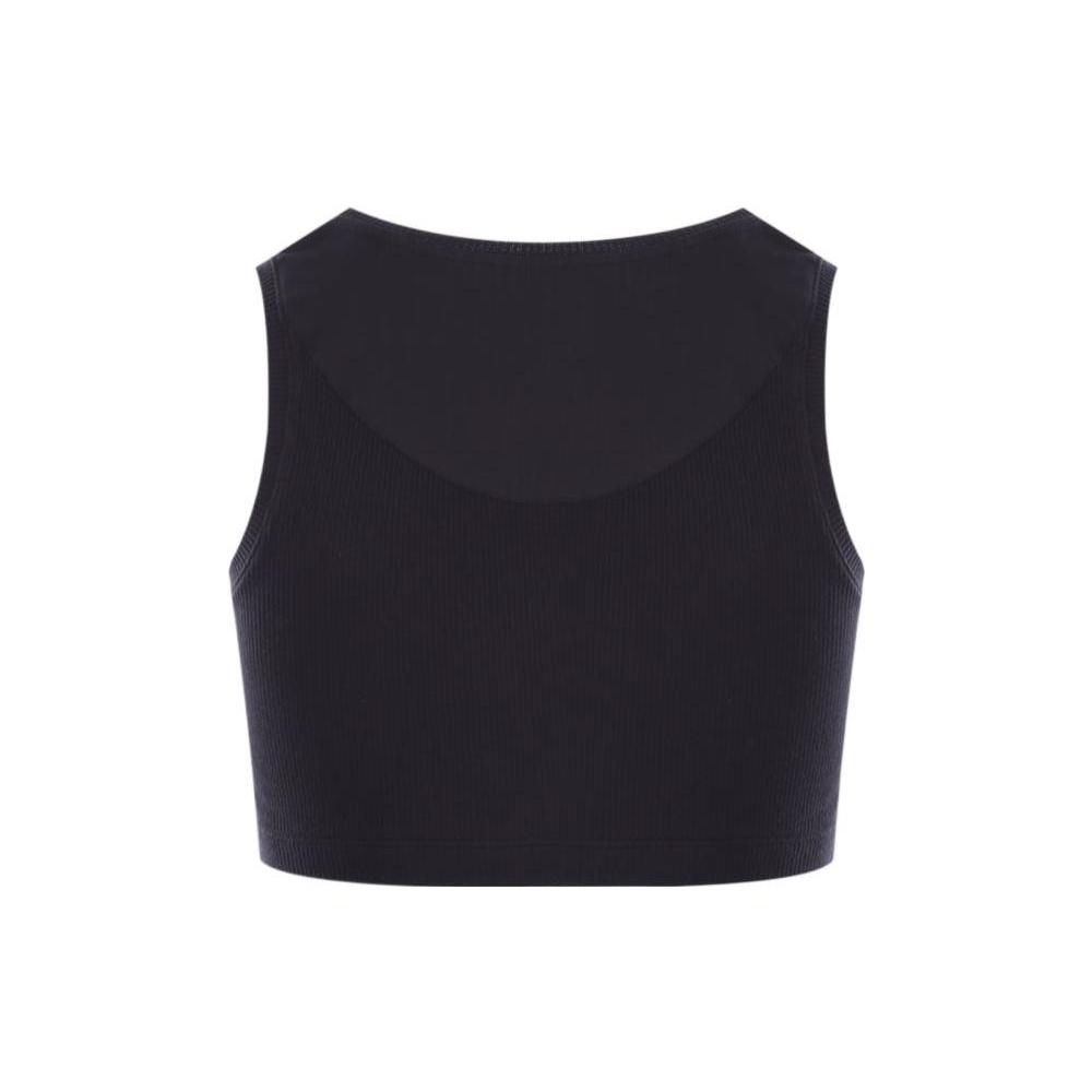 LOEWE Cropped Cotton Anagram Tank Top Black/White Women's S540Y07XAG-1102