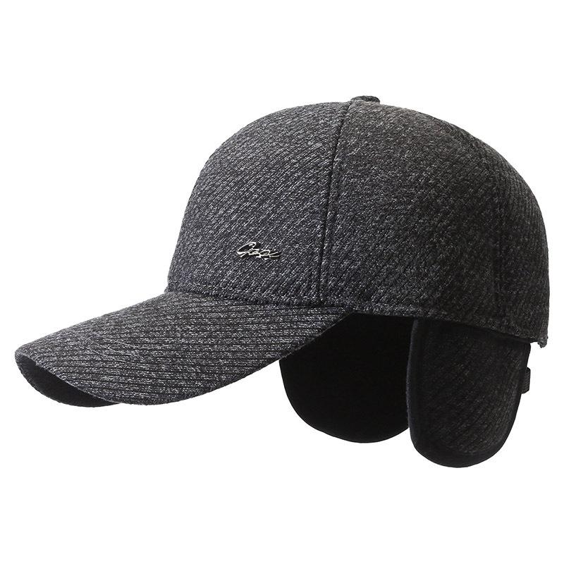 Outdoor Middle-Aged and Elderly Cap Men's Winter Warm Baseball Cap Dad Cotton Cap Ear Protection Peak Cap