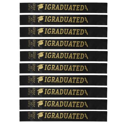 10 шт. Выпускной пояс 2023 года с золотой блестящей буквой «I Graduated» для вечеринки
