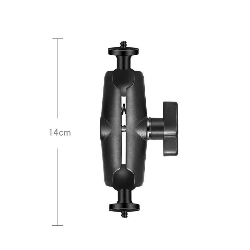 Aluminum Double Socket Arm for 1 Inch Ball Head Holder Mount Clamp for Bicycle Motorcycle Camera Extension For GoPro Insta360