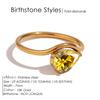 eManco Vibrant Y2K Monthly Teardrop Multi-Color Birthstone Stainless Steel Ring Gold Color Women's Daily Gift Trendy Jewelry