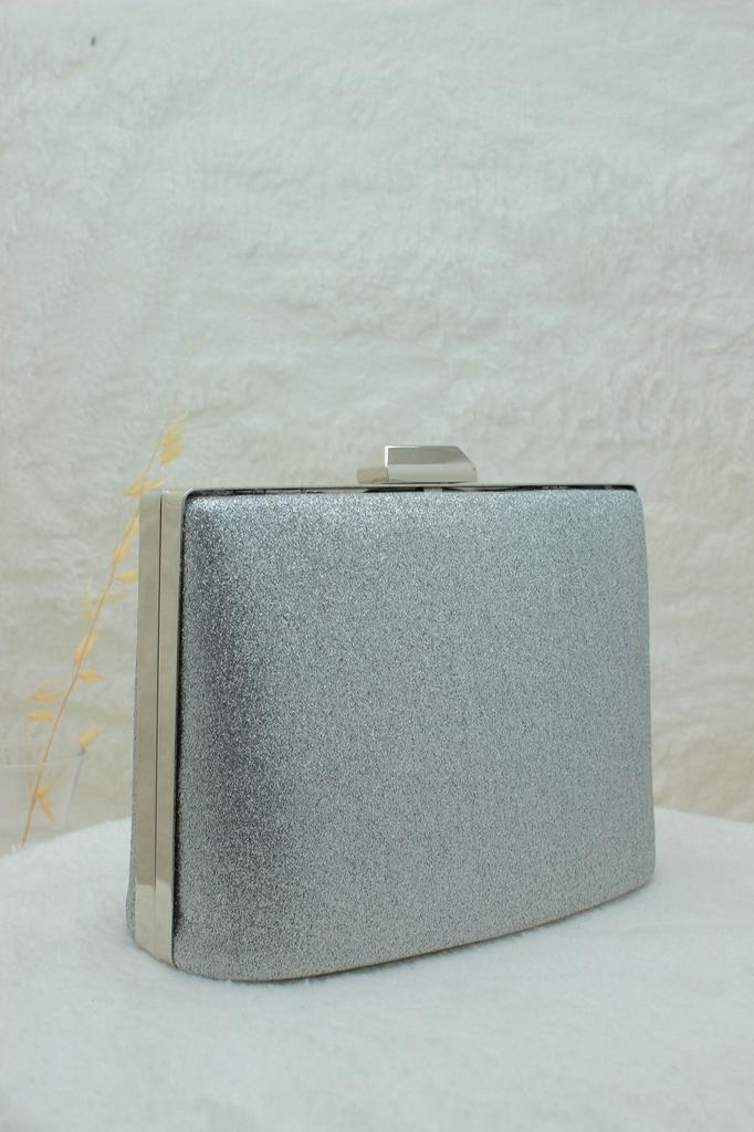 Women's Stylish and Useful Evening Dress Bag Evening Dress Bag Clutch Portfolio Strap Shoulder and Hand Bag Fabric Silver 2023