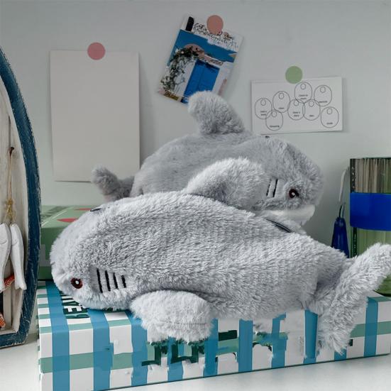 Милый пенал в виде акулы большой вместимости, плюшевая сумка для канцелярских принадлежностей, дизайн серой акулы, мягкий на ощупь пенал