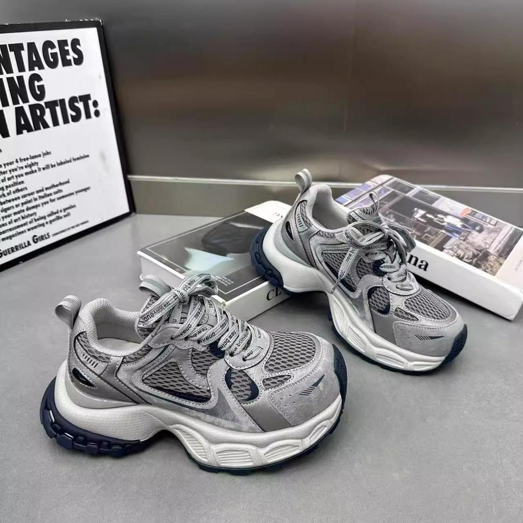 5 см ретро европейские папины кроссовки женская обувь 2025 осень новинка на толстой подошве удобные и дышащие повседневные спортивные кроссовки