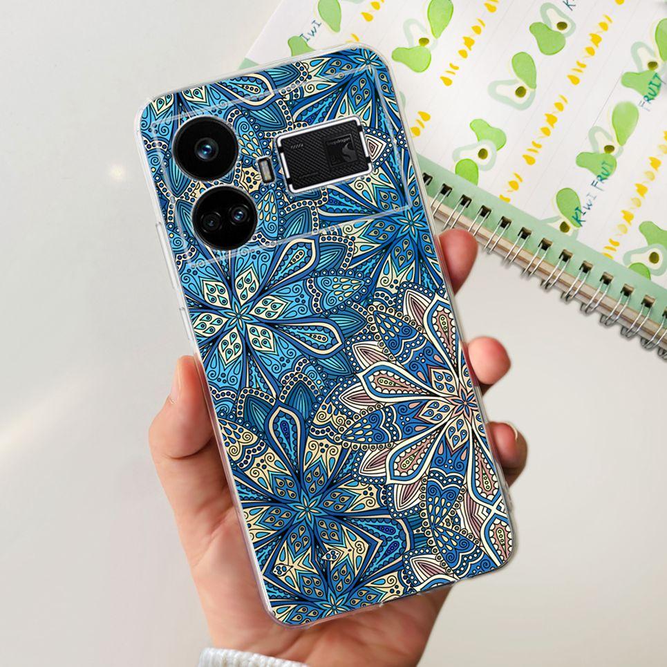 For Realme GT5 Case Clear Silicone Soft TPU Cover For OPPO Realme GT 5 RealmeGT5 Cases Flower Marble Jelly Bumper Coques