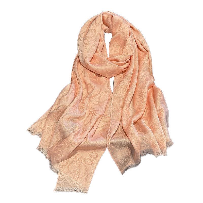 Double-Sided Commuting Warm Fashion Elegant Simple Atmosphere Tencel Cotton Scarf Shawl Cape Female Big Name Style