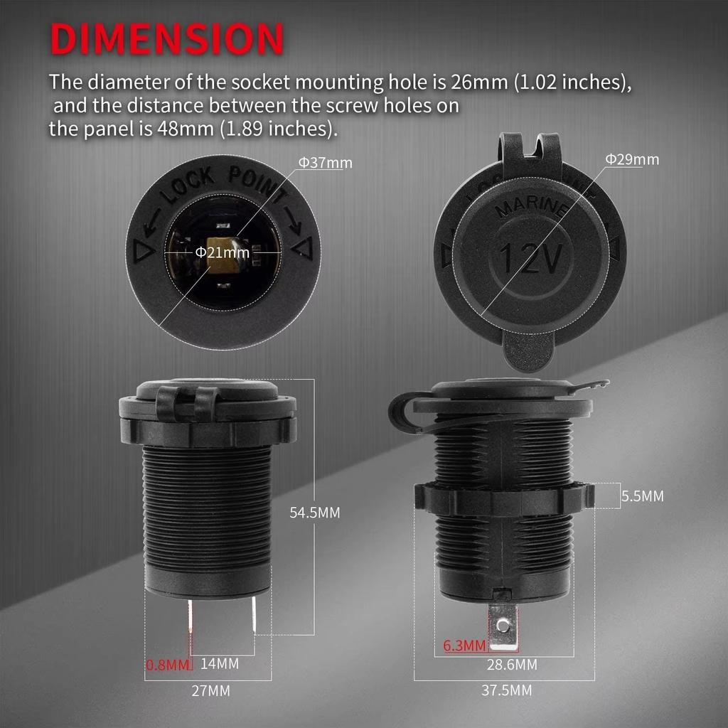 12 В автомобильная розетка Femaile 12 Вольт розетка питания Замена с панелью водонепроницаемая вилка для лодки морской квадроцикл автофургон