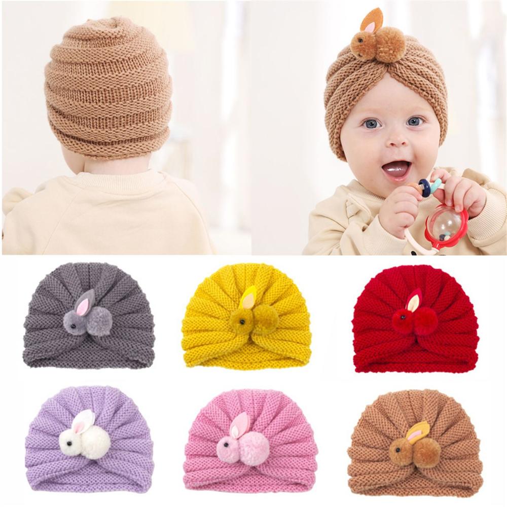 Cold Weather Accessory Children Cute Rabbit Cap Children Knitted Hats Crochet Kids Winter Beanies