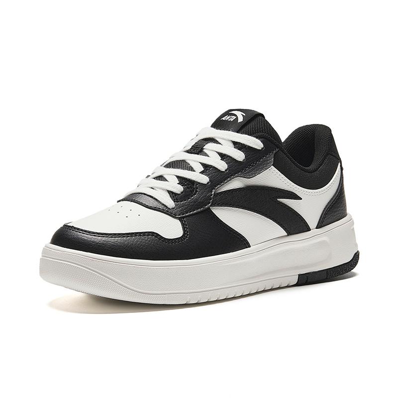 Anta Basic Comfortable Minimalist Slip Resistant Durable Low Top Skate Shoes Women Sneakers Black White 122418016-3