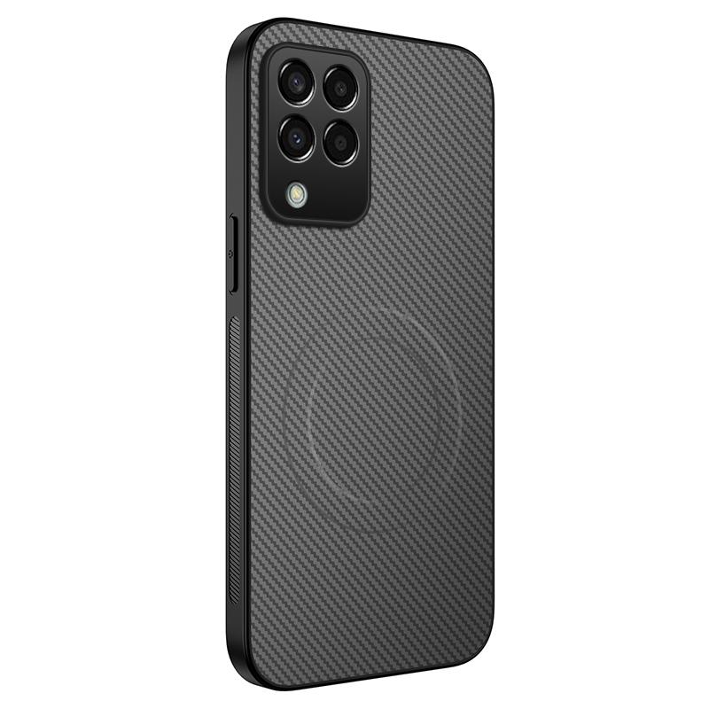 Для Samsung Galaxy M33 Магнитный чехол для телефона Magsafe для Samsung Galaxy M33 Беспроводная зарядка Ударопрочная крышка из углеродного волокна