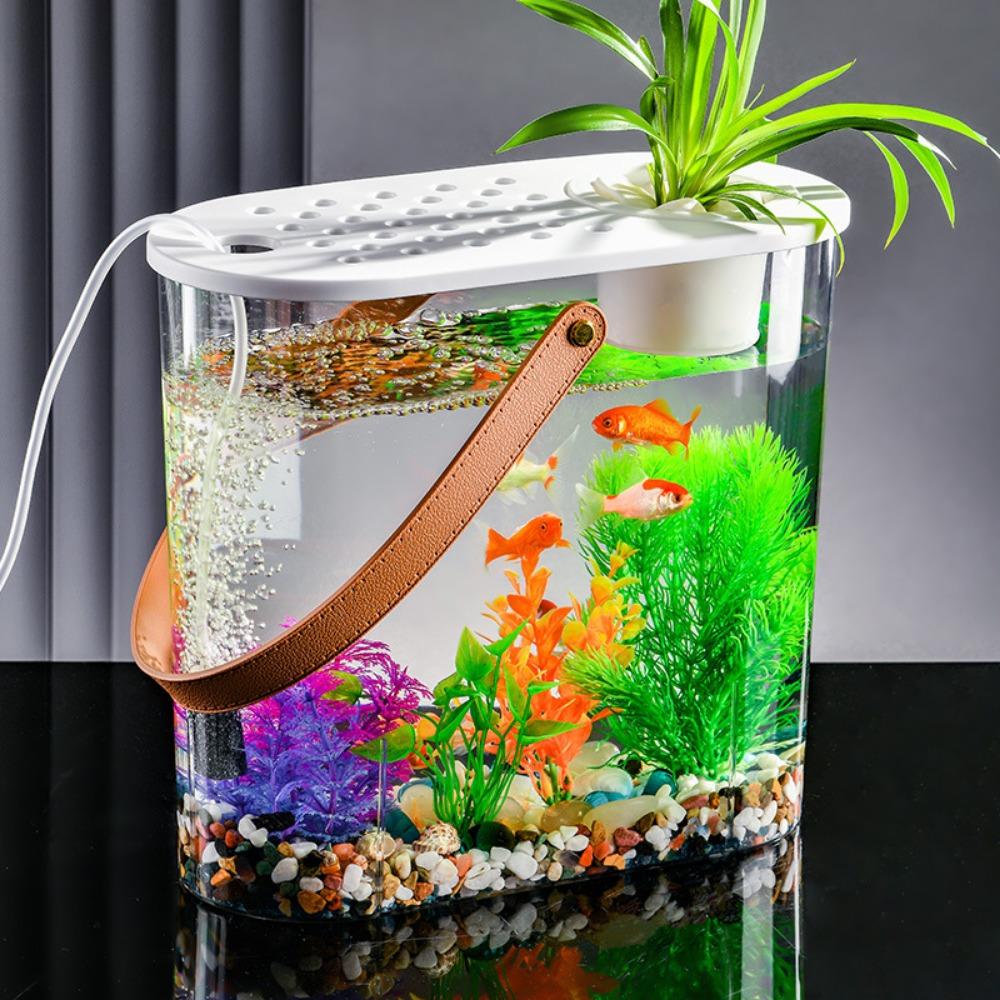Transparent Aquaponic Fish Bowl Removable Plastic Hydroponic Fish Tank Goldfish Tank Table