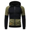 New Autumn and Winter Men's Hooded Color-blocked Sweatshirts, Youth Sports Fashion Cardigans, Leather Sweatshirt Jackets