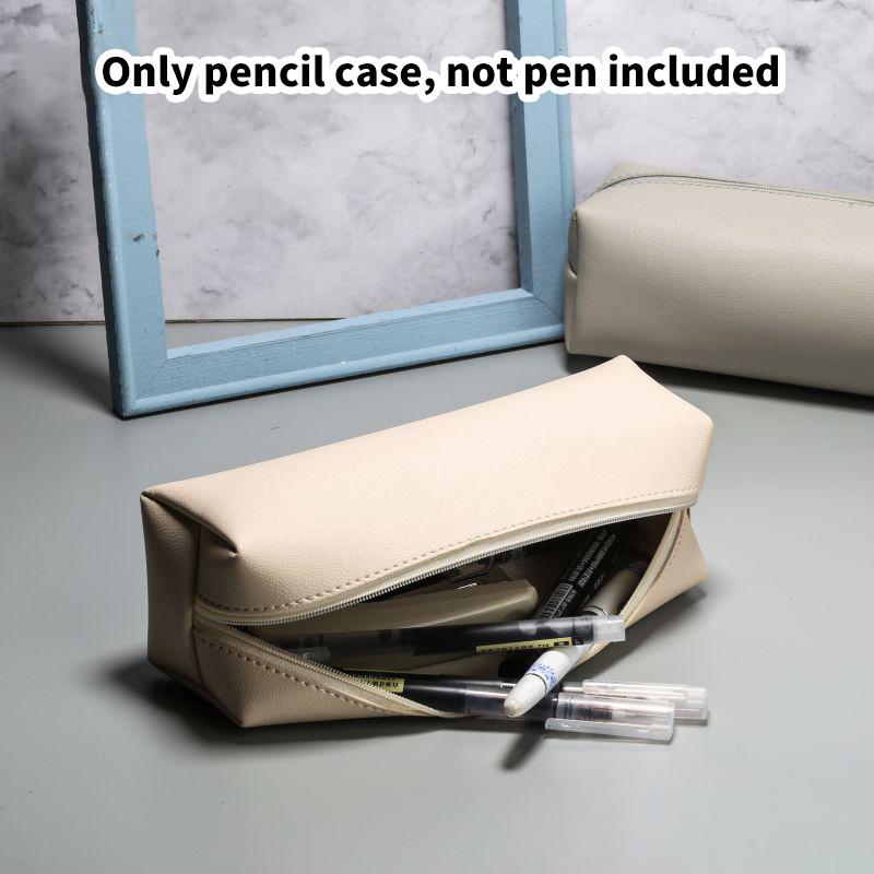 Student School Supplies Large Capacity Pu Leather Pencil Bag Stationery Holder Case Storage Box Zipper Pencil Pouch