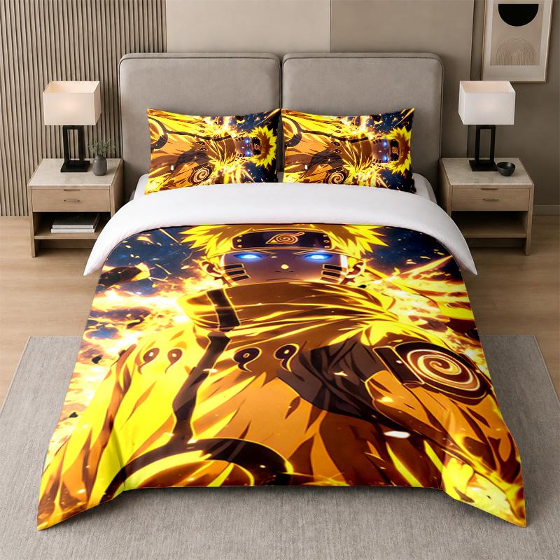 3Pcs Bed Set,Naruto 1 Duvet Cover and 2 Pillowcases, Printed Bedding Decor For Guest Room